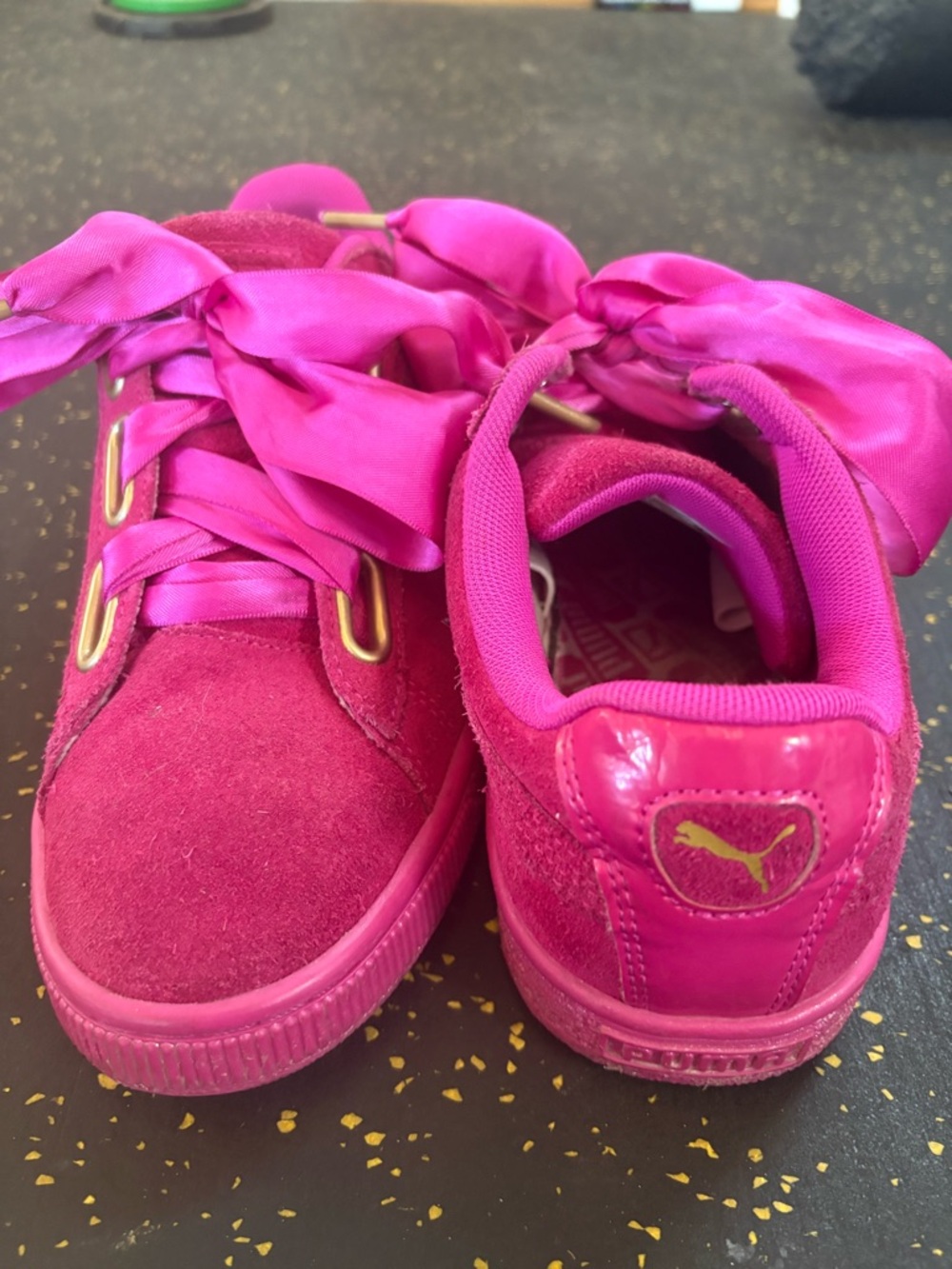 Puma Pink Suede Ribbon Lace Sneakers